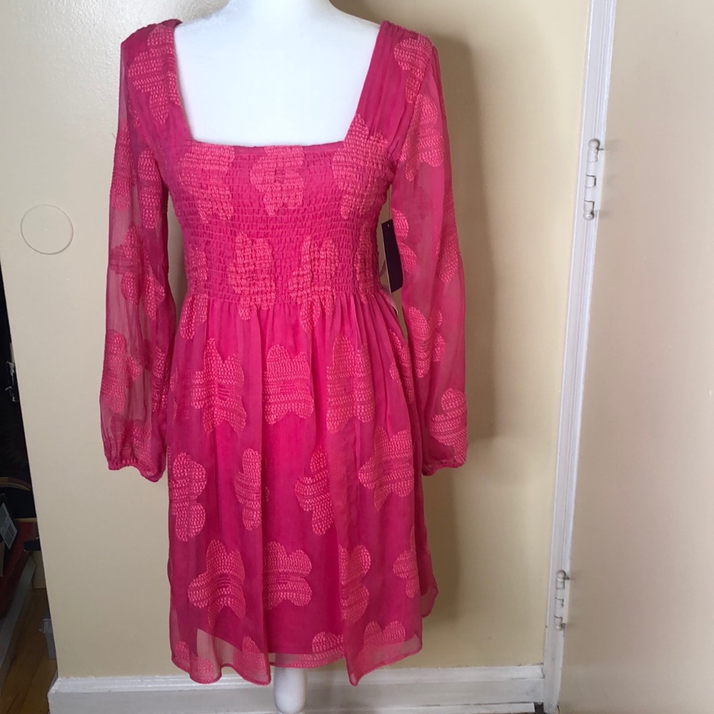 NWT OLEG CASSINI PINK CHIFFON DRESS SIZE 10
